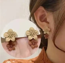 Dual-Flower Drop Earrings