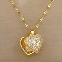 Elegant Heart-Shaped Locket Necklace with cubic zirconia Diamonds and Pearl