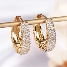 Elegant stainless steel Gold Hoop Earrings Adorned with zirconia