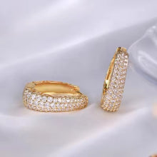 Elegant stainless steel Gold Hoop Earrings Adorned with zirconia