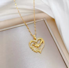 Golden Bird Heart Pendant