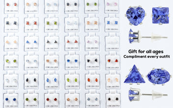 36 Pairs Cubic Zirconia Stud Earrings Set – Hypoallergenic, High-Shine, Tarnish-Free