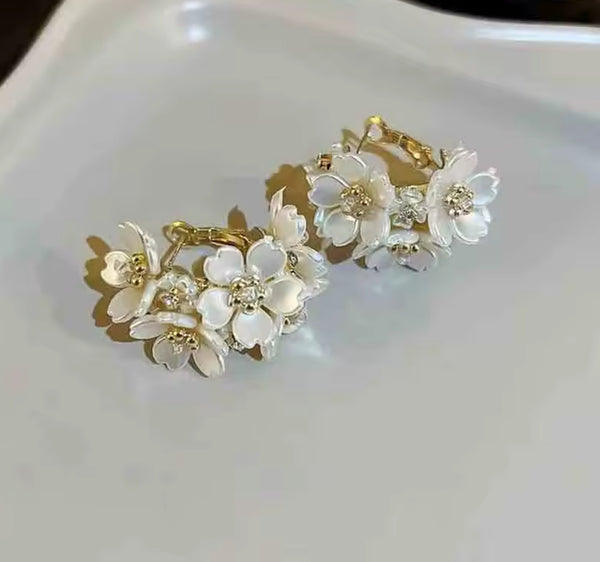 Floral Gold Hoop Earrings