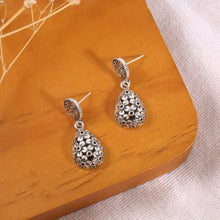 Vintage Floral Teardrop Silver-Tone Earrings