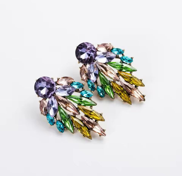 Rainbow Radiance Rhinestone Earrings