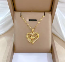 Golden Bird Heart Pendant