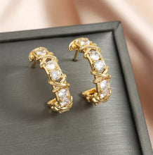 Elegant Gold and Diamond Hoop Earrings