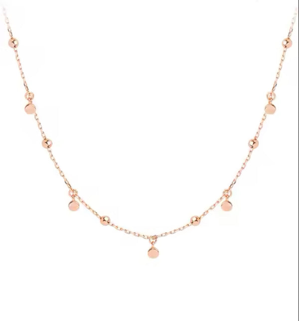 Delicate rose Gold Ball and Disk Necklace