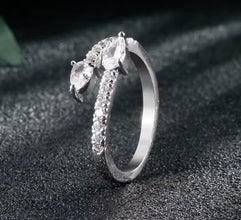 Elegant Adjustable Stainless Steel Silver Ring with Cubic Zirconia