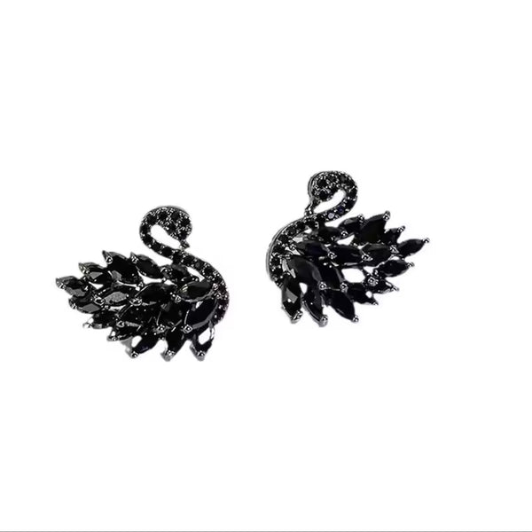 Elegant Black Swan Earrings