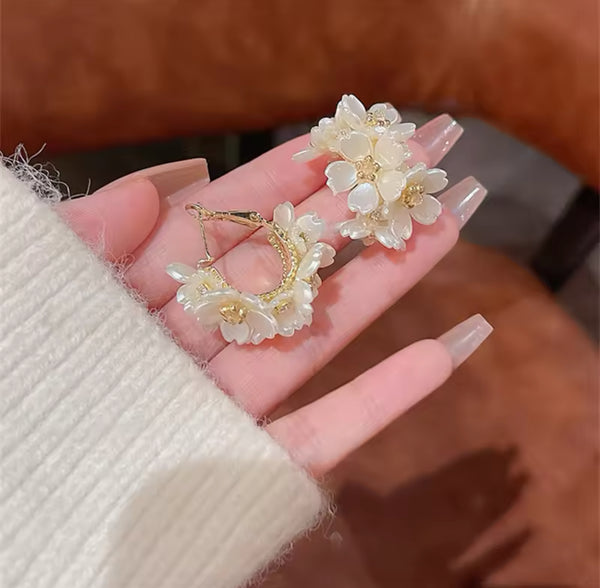 Floral Gold Hoop Earrings