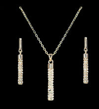 Modern Glamour: Gold and Crystal Bar Stainless Steel Jewelry Set