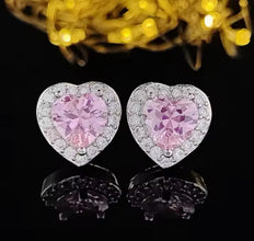 Heart-Shaped Pink Gemstone Earrings