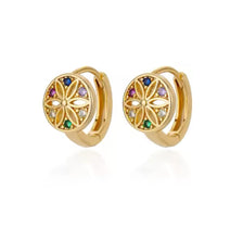 Ornate Gold Earrings with Gemstone Inlay