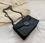 Black Chic Geometric PU Leather Handbag with Reversible Weighted Chain Strap