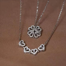 Versatile Love: silver stainless Steel 2-in-1 Clover and Heart Necklace