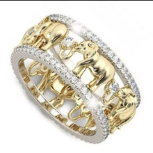 Gold Elephant Ring with Diamond Accents size 9