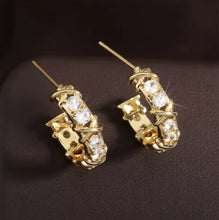 Elegant Gold and Diamond Hoop Earrings