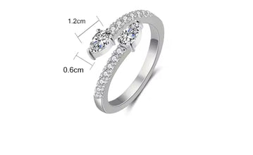 Elegant Adjustable Stainless Steel Silver Ring with Cubic Zirconia