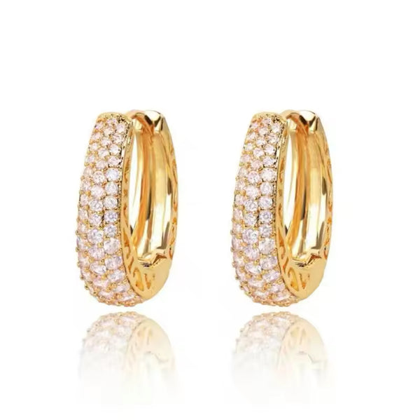 Elegant stainless steel Gold Hoop Earrings Adorned with zirconia