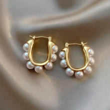 Elegant Pearl-Embellished Gold Hoop Earrings