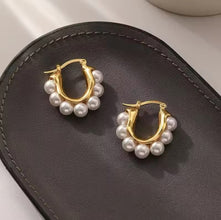 Elegant Pearl-Embellished Gold Hoop Earrings