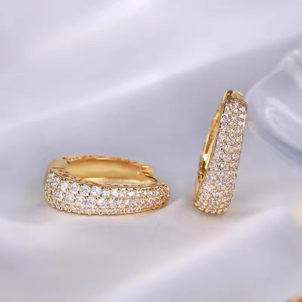 Elegant stainless steel Gold Hoop Earrings Adorned with zirconia