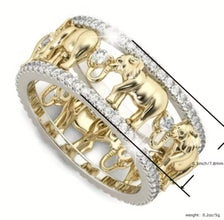 Gold Elephant Ring with Diamond Accents size 9