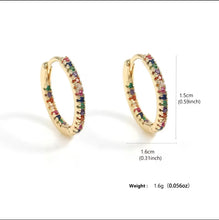 Gold Hoop Earrings with Multicolored Gems