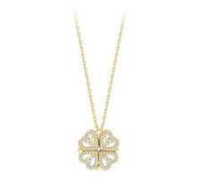 Versatile Love: gold stainless Steel 2-in-1 Clover and Heart Necklace