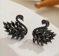 Elegant Black Swan Earrings