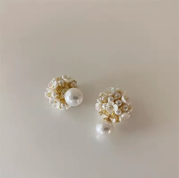 Elegant Pearl and Floral Earrings