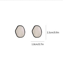 Modern White Irregular Oval Earrings with Black Outline