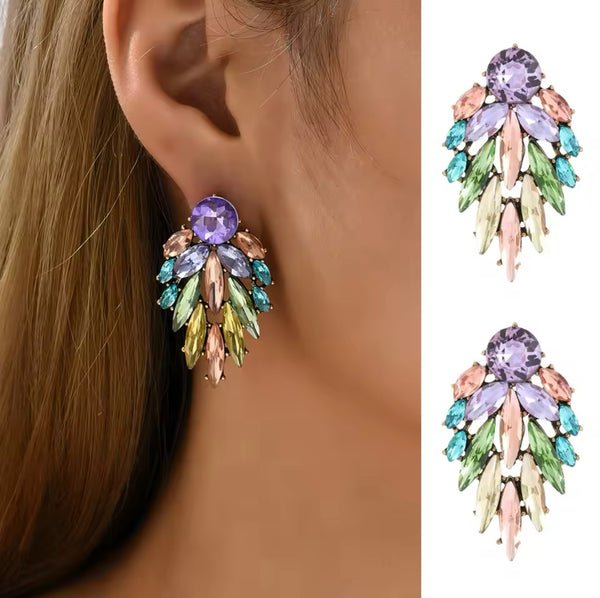 Rainbow Radiance Rhinestone Earrings