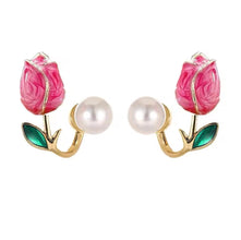 Blooming Elegance: Rose-Inspired Earrings with Pearl Accent