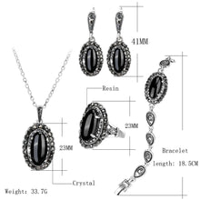 4Pcs Retro Jewelry Sets Black Pendant Necklace And Earring Bracelet Ring For Women Fashion Jewelry Set Gift