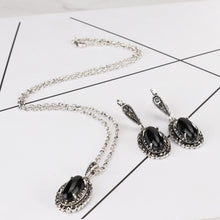 4Pcs Retro Jewelry Sets Black Pendant Necklace And Earring Bracelet Ring For Women Fashion Jewelry Set Gift