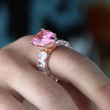 Rose Gold Geometry Pink Pinky Zircon Water Drop Stone Rings For Women Bridal 2024 New Luxury Fashion Wedding Engagement Jewelry