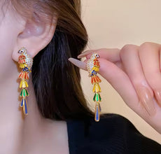 Unique Colorful Enamel Parrot copper Earrings