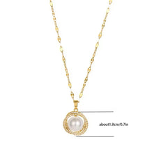 Elegant Gold-Plated Stainless Steel Necklace with Zirconia and Pearl