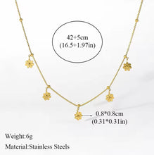 Gold-Finish Stainless Steel Necklace with Floral Pendants