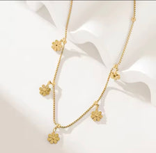 Gold-Finish Stainless Steel Necklace with Floral Pendants