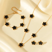 Stainless Steel Gold Color Plum Blossom Plant Five Leaf Flower Necklace Bracelet Earrings For Women Clover Jewelry