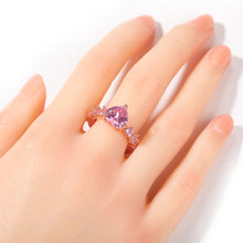 Heart Rings For Women Full Bling Iced Out Pink Cubic Zircon AAA Rings Luxury Fashion Hiphop Jewelry Gift