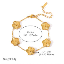 Stainless Steel Gold Color Plum Blossom Plant Five Leaf Flower Necklace Bracelet Earrings For Women Clover Jewelry