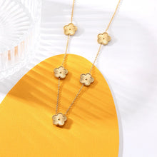 Stainless Steel Gold Color Plum Blossom Plant Five Leaf Flower Necklace Bracelet Earrings For Women Clover Jewelry