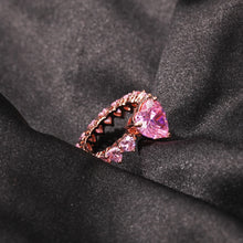 Heart Rings For Women Full Bling Iced Out Pink Cubic Zircon AAA Rings Luxury Fashion Hiphop Jewelry Gift