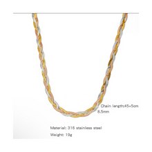 Tri-Color Braided Stainless Steel Necklace: A Blend of Elegance and Durability